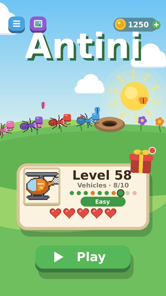 The home screen, showing level 58